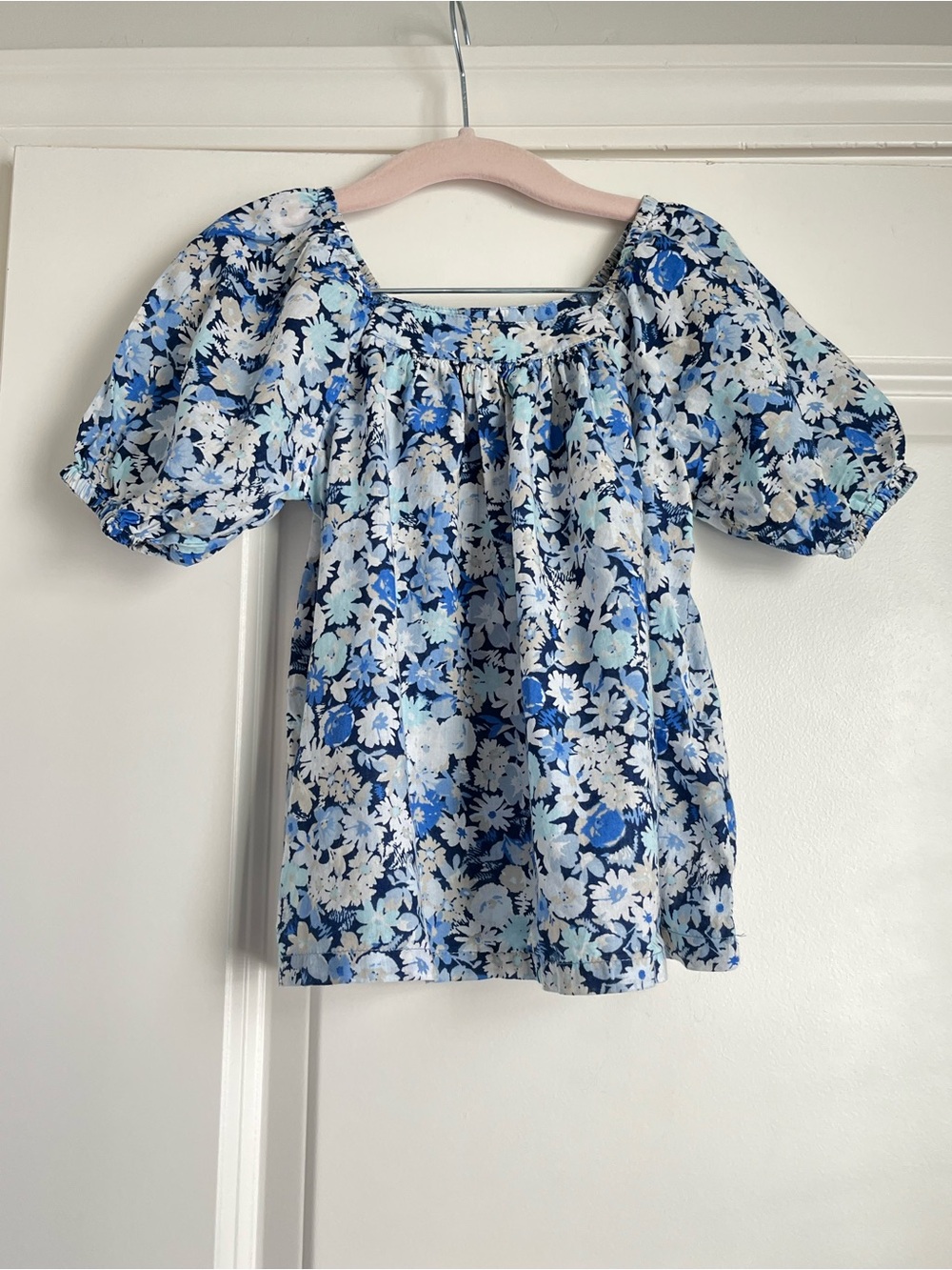 GAP Blue Floral Square-Neck Puff Sleeve Top size 5T